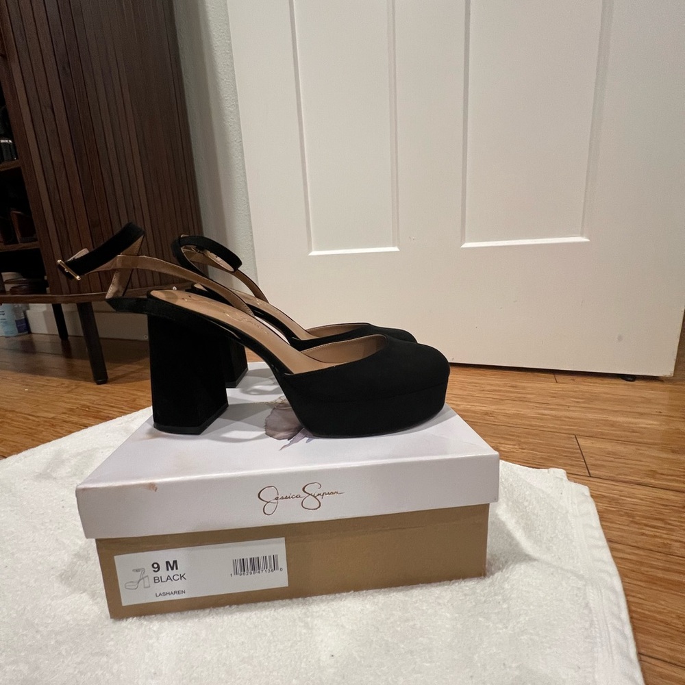 Jessica Simpson Black Block Heel Pumps